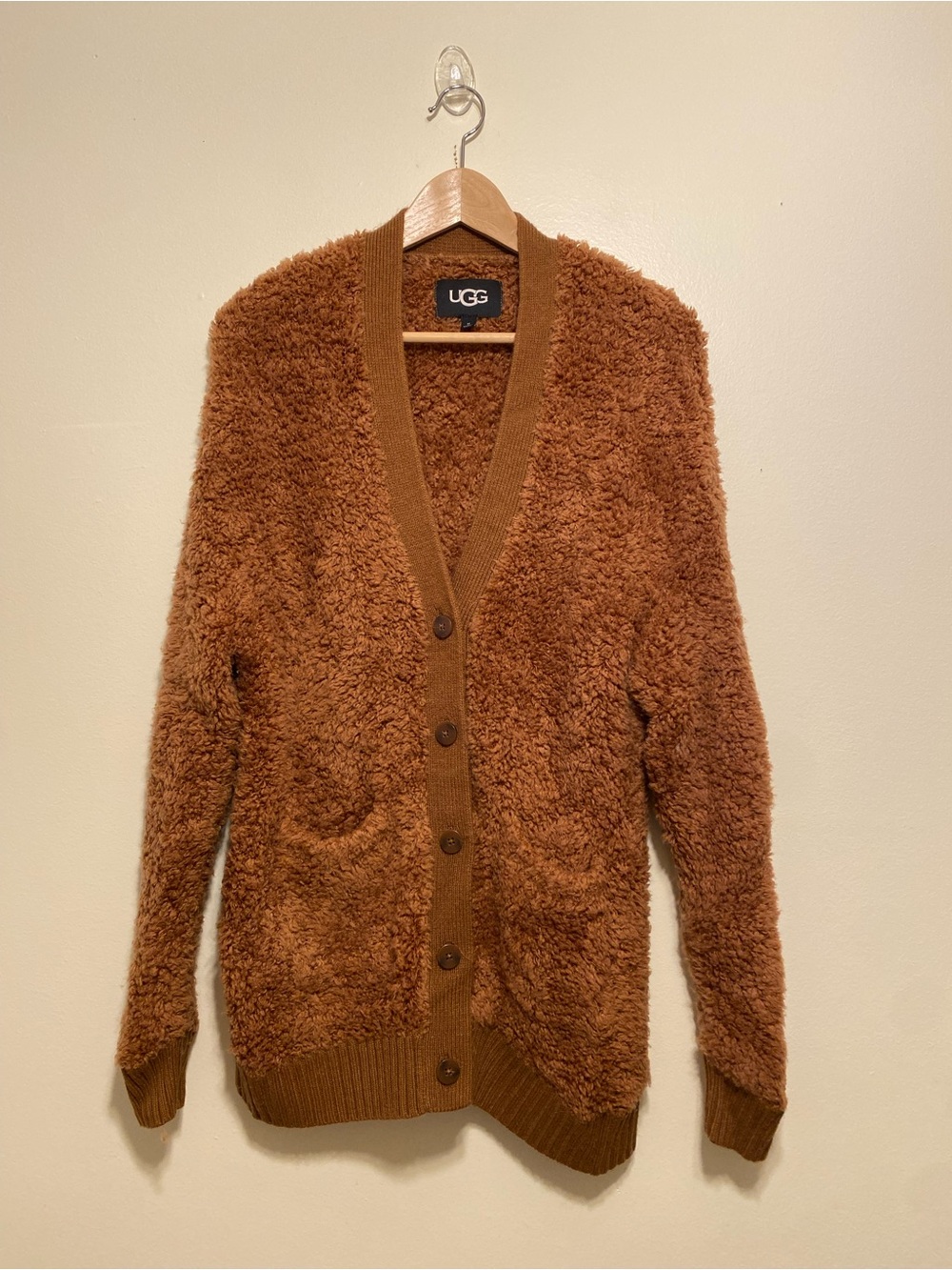 UGG  Brown Sherpa Button-Up Cardigan Sweater. Size M